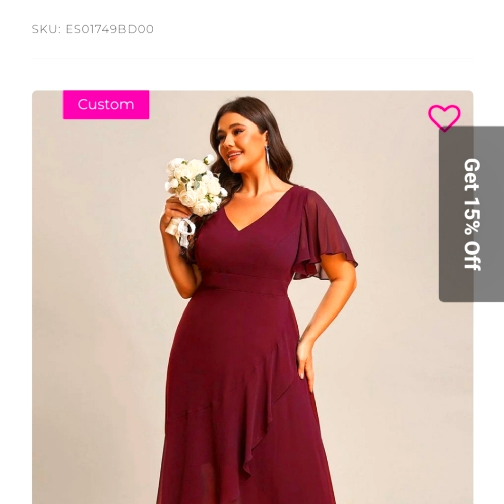 Brand new Evening or bridesmaid dress Burgundy color size 16.